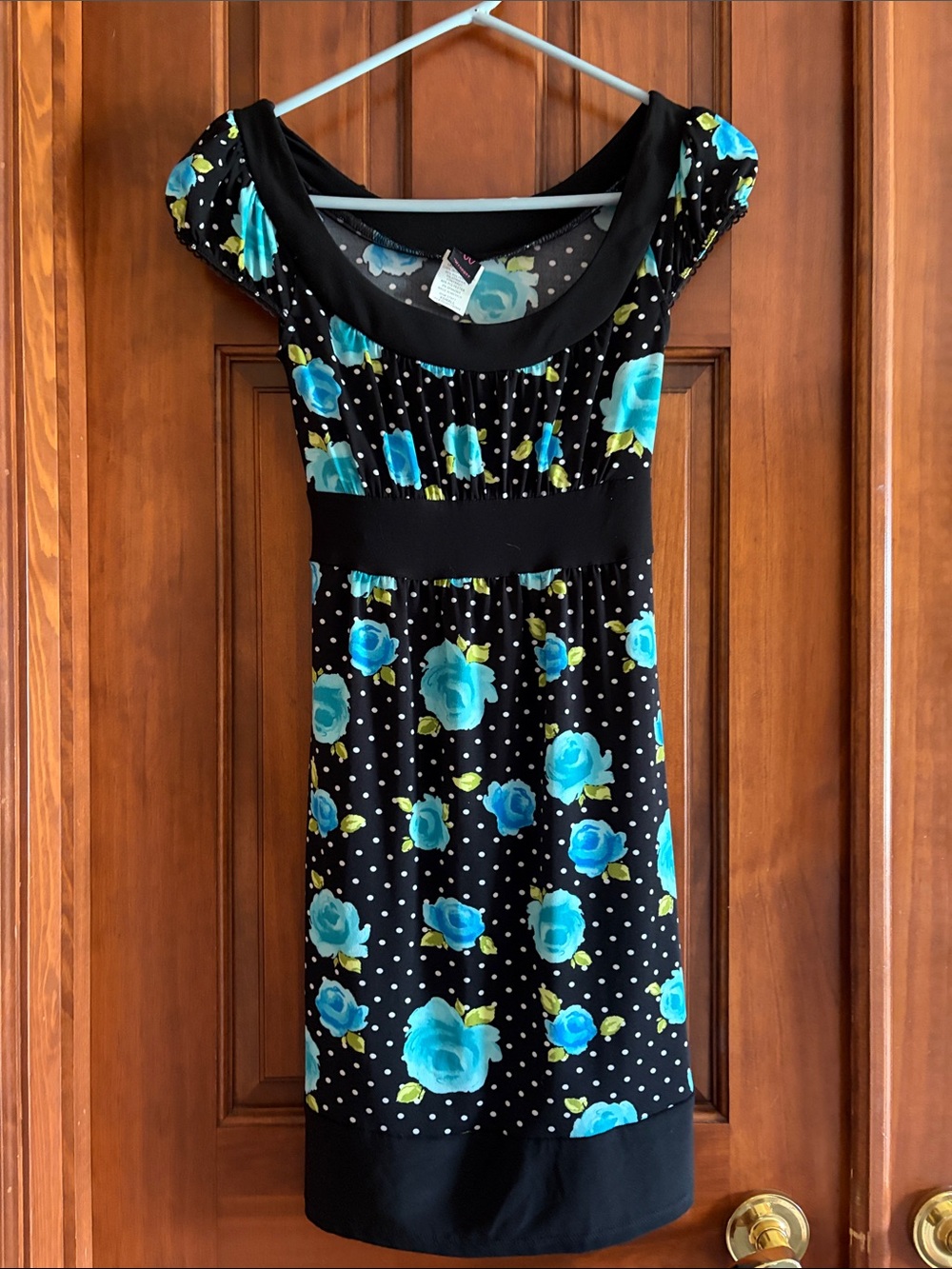 Black Dress with Teal Floral Print